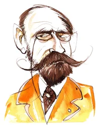Französischer Romanautor Emile Zola (1840-1902); Karikatur